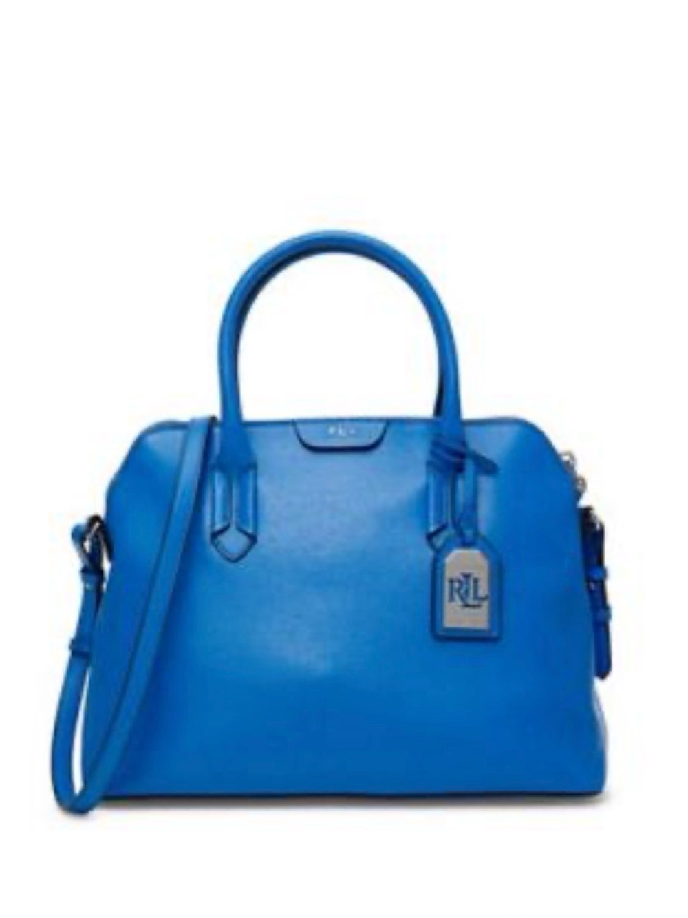 LAUREN Ralph Lauren Tate Dome Leather Vibrant Light Blue Satchel Gold Hardware